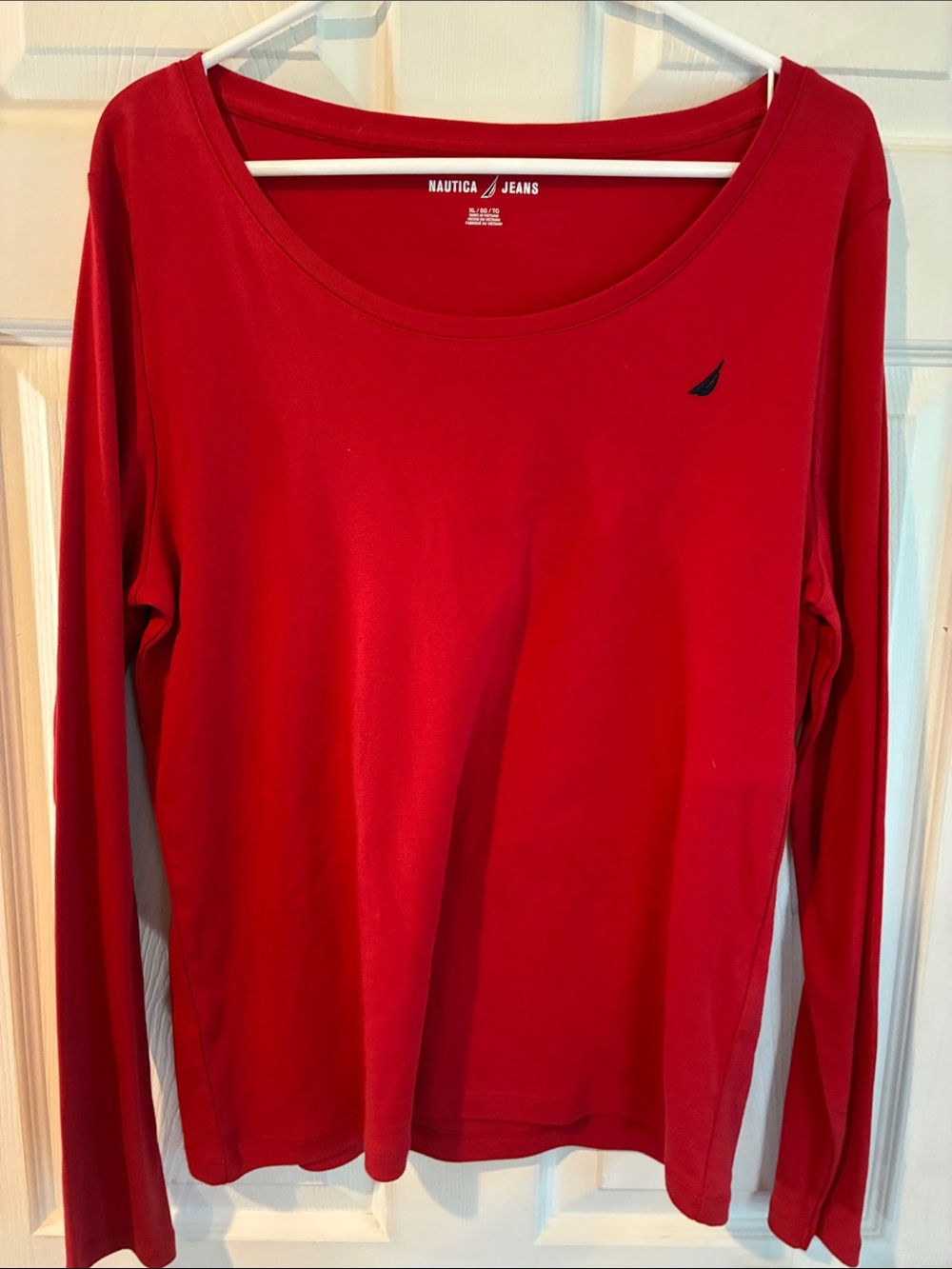 Nautica Size XLRed Long-Sleeve Scoop Neck Tee NWT